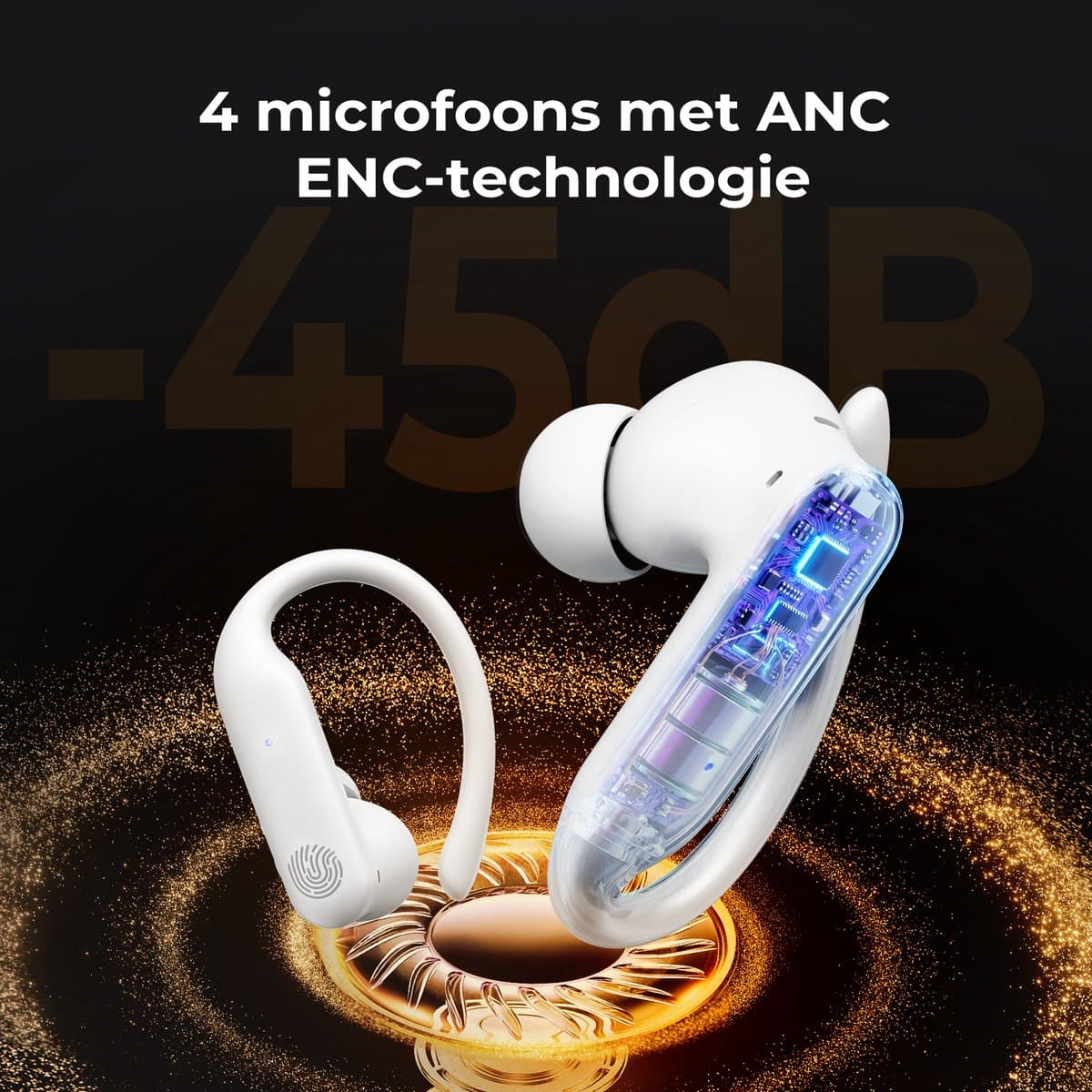 Golden Sound Sport Draadloze oordopjes - 80 uur batterijduur - Active Noise Cancelling - 45dB - Sport oordopjes - Oortjes draadloos - Bluetooth oortjes - Wit thumbnail 3