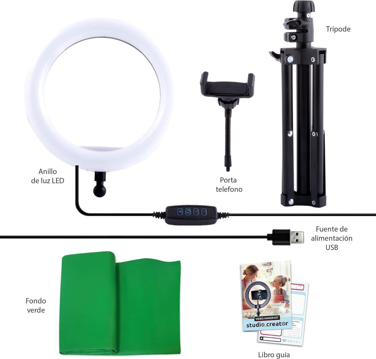Canal Toys - Video Studio Creator Kit -Deviens Influencer - Accessoires met groene achtergrond, statief en lichtring - vanaf 8 jaar - INF 001 - Cranberry thumbnail 4