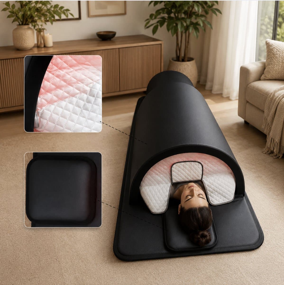 Infrarood Sauna Dome PRO – FAR Infrared, PEMF & Roodlicht (660nm/850nm) – Wellness Sauna voor Thuis & Salon - Sauna - Wellness - Warmte Herstel thumbnail 4
