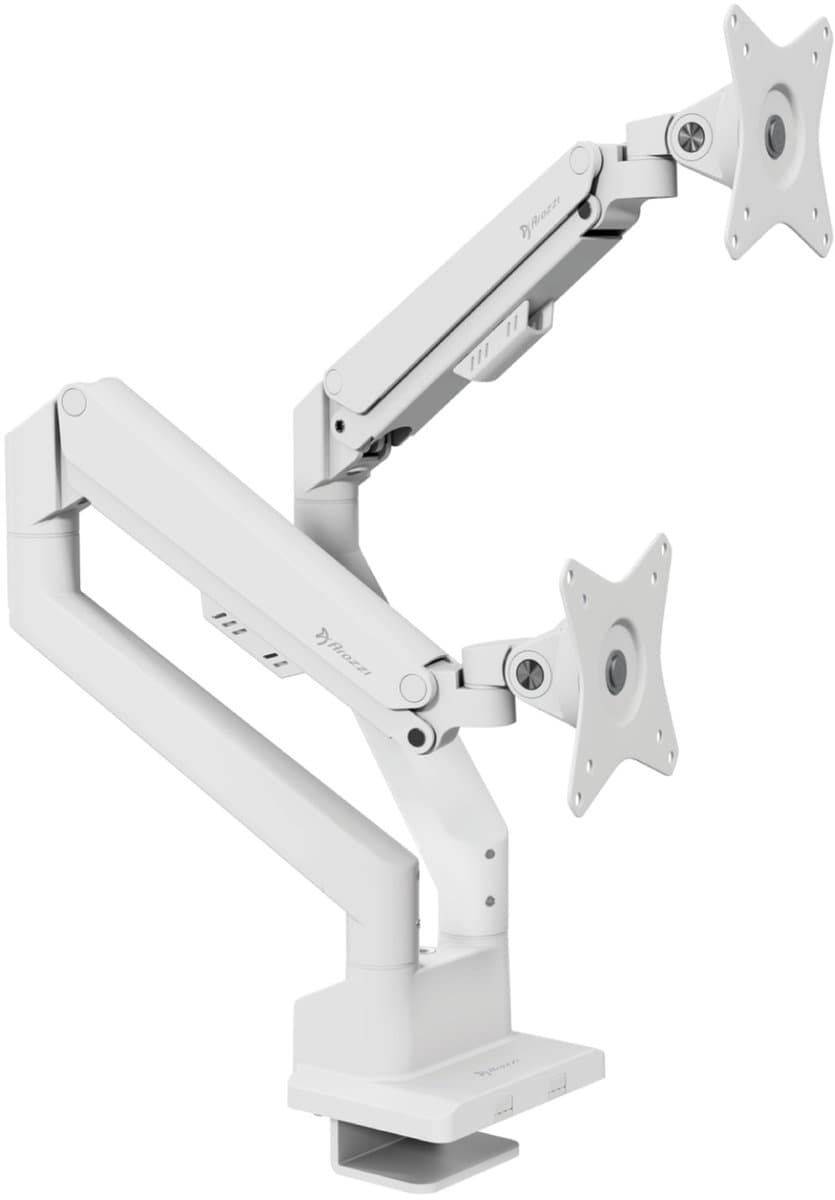 Arozzi Alzare Neo Dubbele Monitor Arm - Gasfeder - Kabelbeheer - 17" tot 34" - Wit