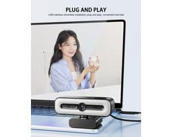 Productfoto van 4K UHD Webcam - HD Camera - Online Vergaderen - AI Geluidsonderdrukking - 73° FOV - Zwart