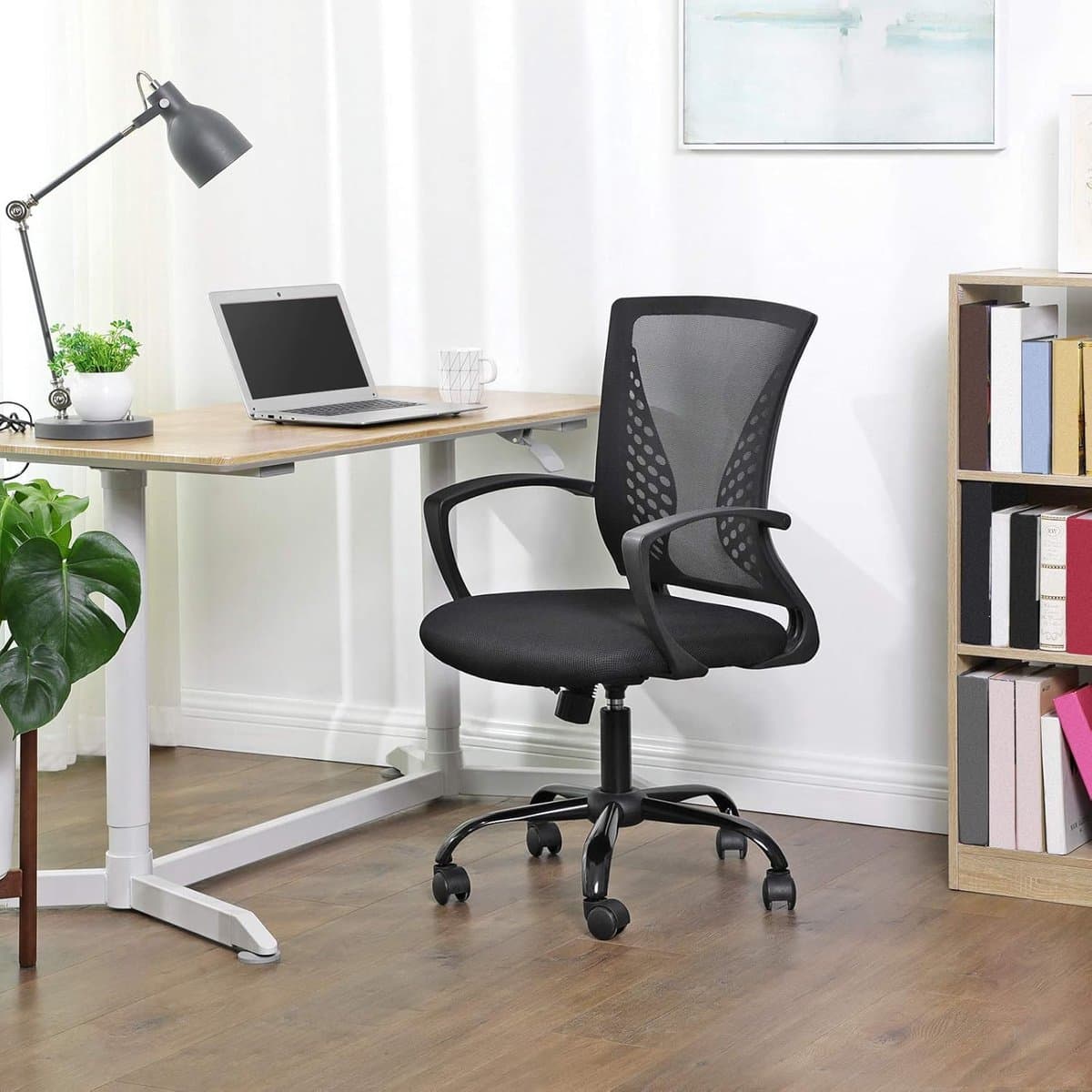 Songmics - Ergonomisch Bureaustoel - Comfortabel model - Kantelbare rugleuning - Kantoorstoel - Zwart thumbnail 5