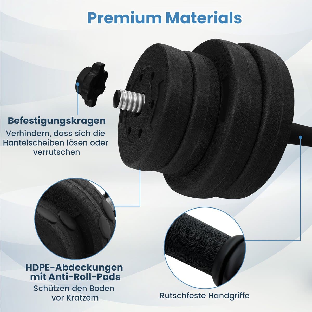 COSTWAY 2-in-1 halterset, 30 kg, 2-delige set, korte en lange halter, verstelbaar, halterset met verbindingsbuis voor krachttraining, fitness, home gym thumbnail 3