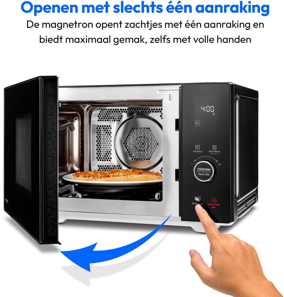 MEDION magnetron met grill en heteluchtfunctie (25 liter, 900 watt, 1100 watt bovengrill & 500 watt ondergrill, 2100 watt heteluchtfunctie, 11 programma's, 10 vermogensniveaus, roestvrij staal, MD1204 thumbnail 3