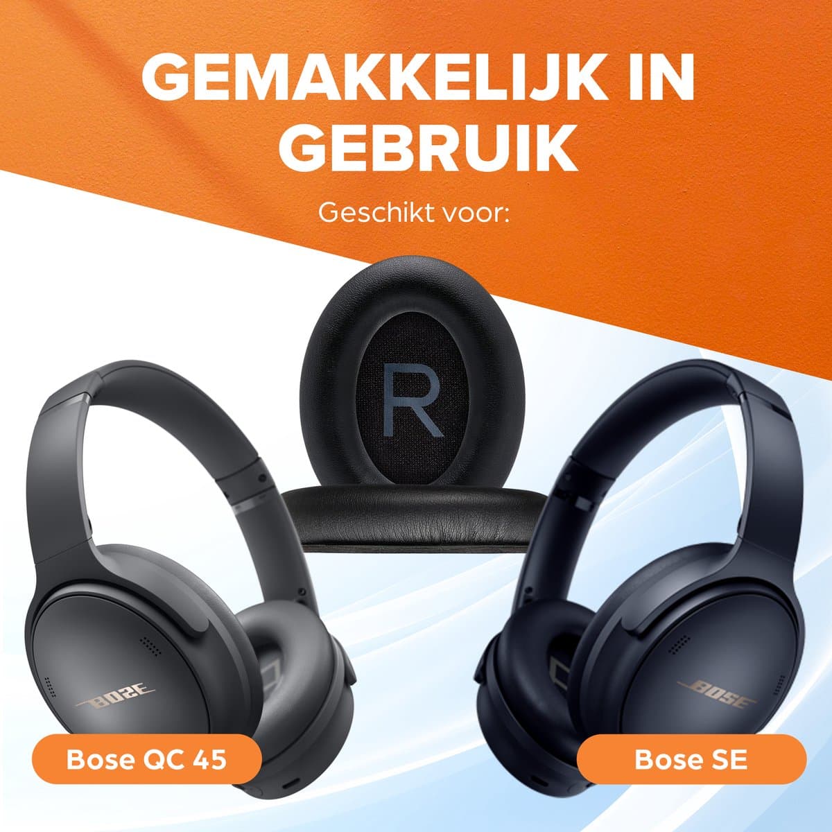 Vervangende oorkussens voor Bose QuietComfort 45 / QC45 / QuietComfort SE - Oorkussens voor koptelefoon - Ear pads headphones - Zwart thumbnail 4