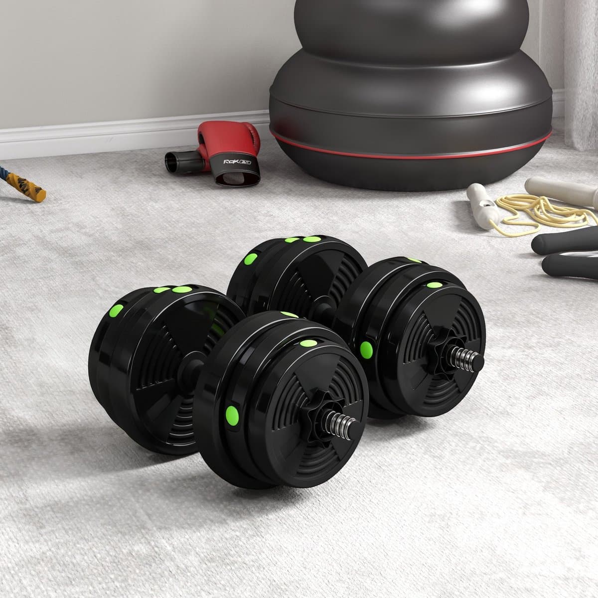 SPORTNOW 25kg 2-in-1 halter set met verstelbare gewichten thumbnail 2