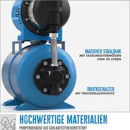 Productfoto van Huiswaterpomp 1400W met 24L Drukvat, 4800L/h