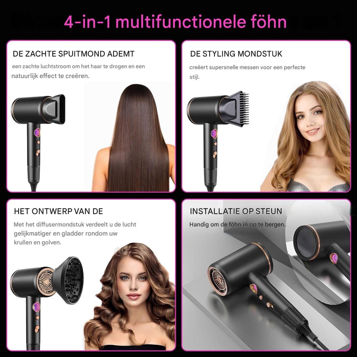 carmdering - Professionele Föhn – Ionische Haardroger Fohn met Diffuser voor Krullen Haarfohn Ultra Stil en Superkrachtig met Extra Grote Diffuser Hair Dryer Reisfohn thumbnail 3