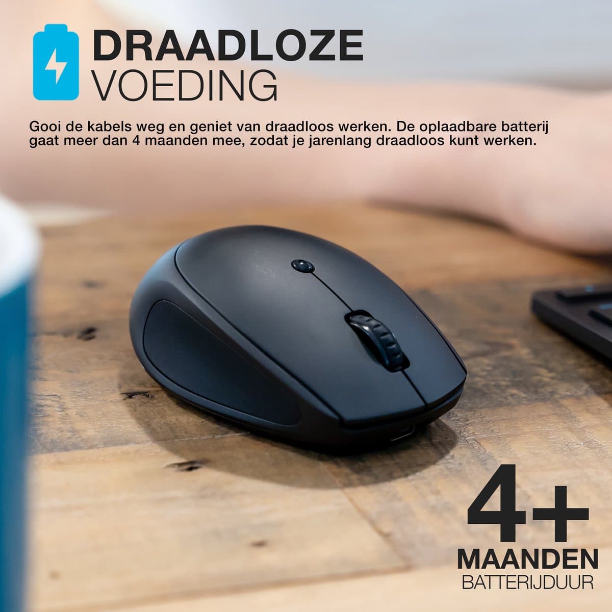 JLab Go Charge Computermuis - Bluetooth Muis Draadloos - Multipoint - Verbindt met 3 apparaten tegelijk - Met Dongle – USB C Oplaadbaar – Stille Clicks thumbnail 3