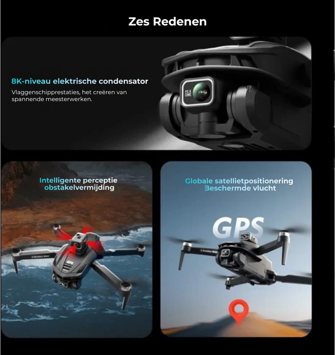 semi- professionele Drone - V168 - 5g - met GPS - HD luchtfotografie - met dual camera - 25 min. vliegtijd - 1km bereik - 5GHz - wifi FPV - 1 click return - GPS - 1 batterij thumbnail 8