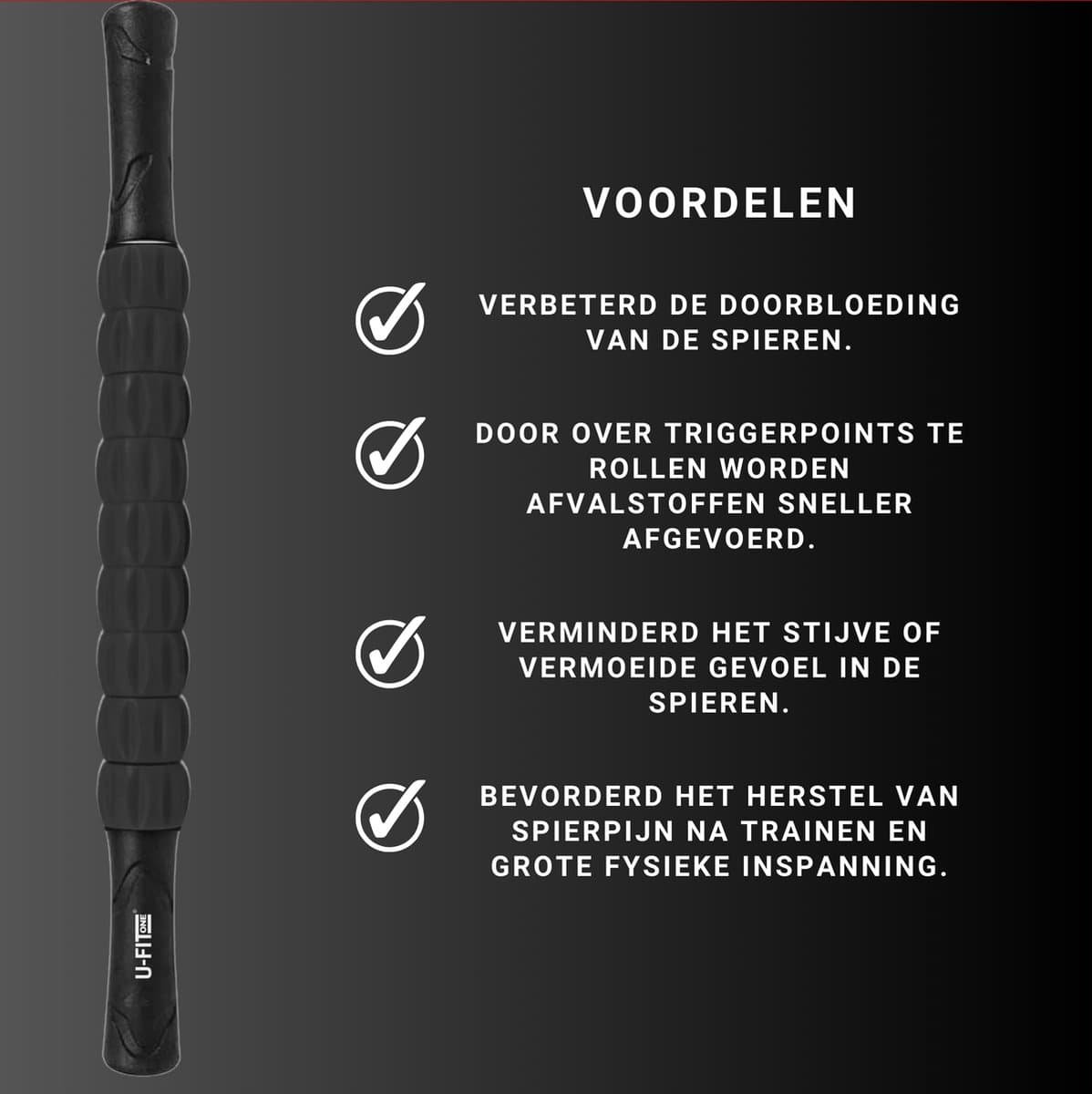 U Fit One Massage roller - Massage stick - Massageapparaten - Foam roller - Fysiotherapeuten - Sportmassagetherapie - Massage tool - 43CM thumbnail 3