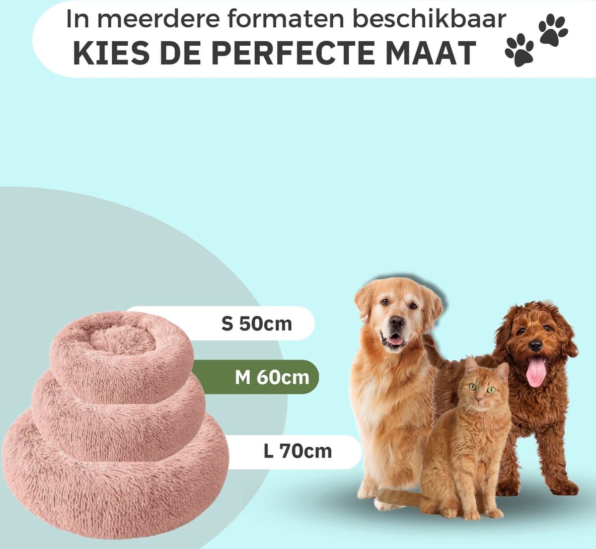 Donut Hondenmand - Kattenmand - Maat M 60cm (ligvlak van 45cm) - Roze - Pluche en Zacht - Fluffy - Comfortabel - Duurzaam en Antislip Design - Rond - Wasbaar - Orthopedisch - Hondenbed - Hondenkussen - Honden mand - Hondenmanden thumbnail 7