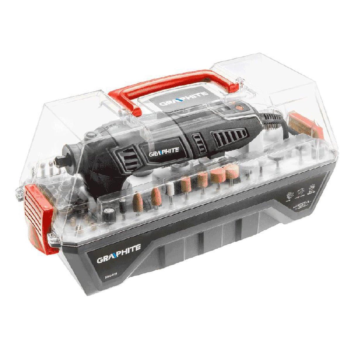 Mini Slijpmachine 170 Watt + 190 Accessoires in koffer - GRAPHITE thumbnail 2