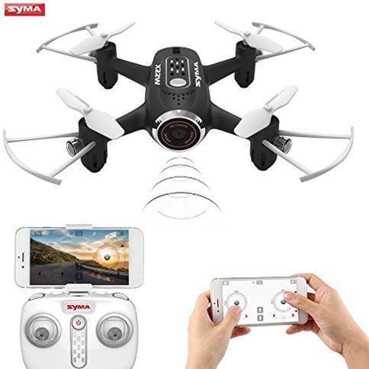 Syma X22W mini drone met WiFi FPV 720p camera en mobiel besturing systeem-Black thumbnail 2