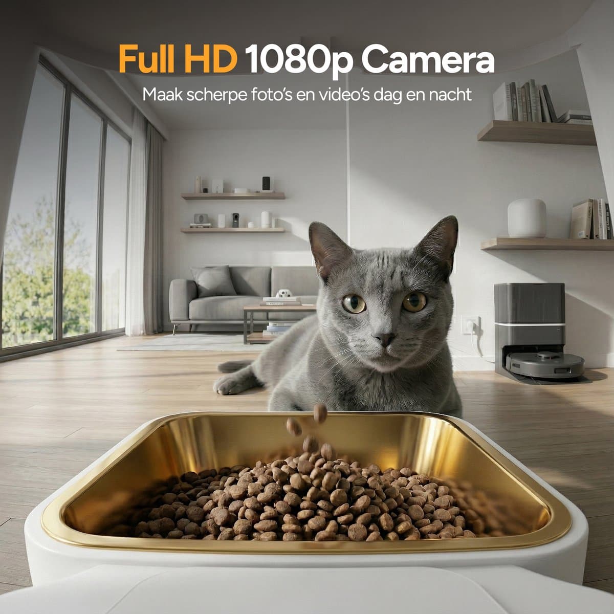 Viervoeter Feed Pro - Automatische Voerbak 6L - Kat en Hond - Voerautomaat met App - Wit thumbnail 2