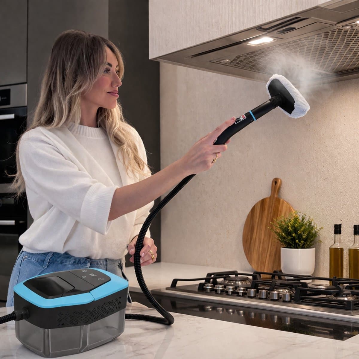 Kymo Stoomreiniger Pro - Handstomer - Tapijtreiniger - Handstoomreiniger - Vlekkenreiniger voor Vloer en Badkamer - Kledingstomer - Keuken Stoomreiniger - 1500W - 4 Bar Stoomdruk - Meubelreiniger thumbnail 3