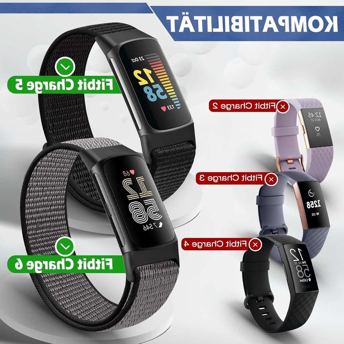 Verstelbare en Ademende Nylon Sportband voor Fitbit Charge 5 - Vervangende Armband voor Fitness Tracker voor Dames en Heren thumbnail 2