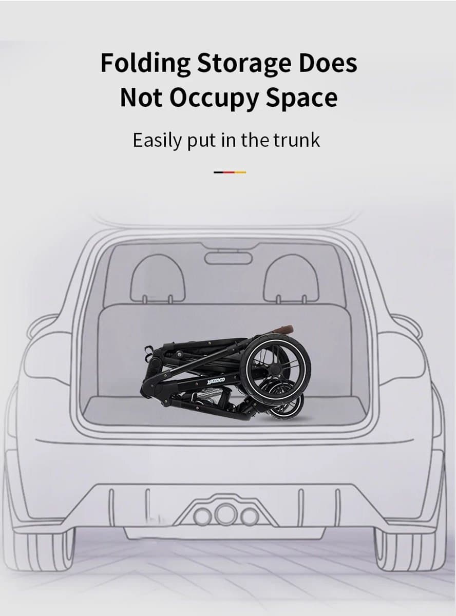 Luxe 3-in-1 Kinderwagen met Autostoel en Reiswieg – Opvouwbaar – Verstelbare Rugleuning Zwart thumbnail 7