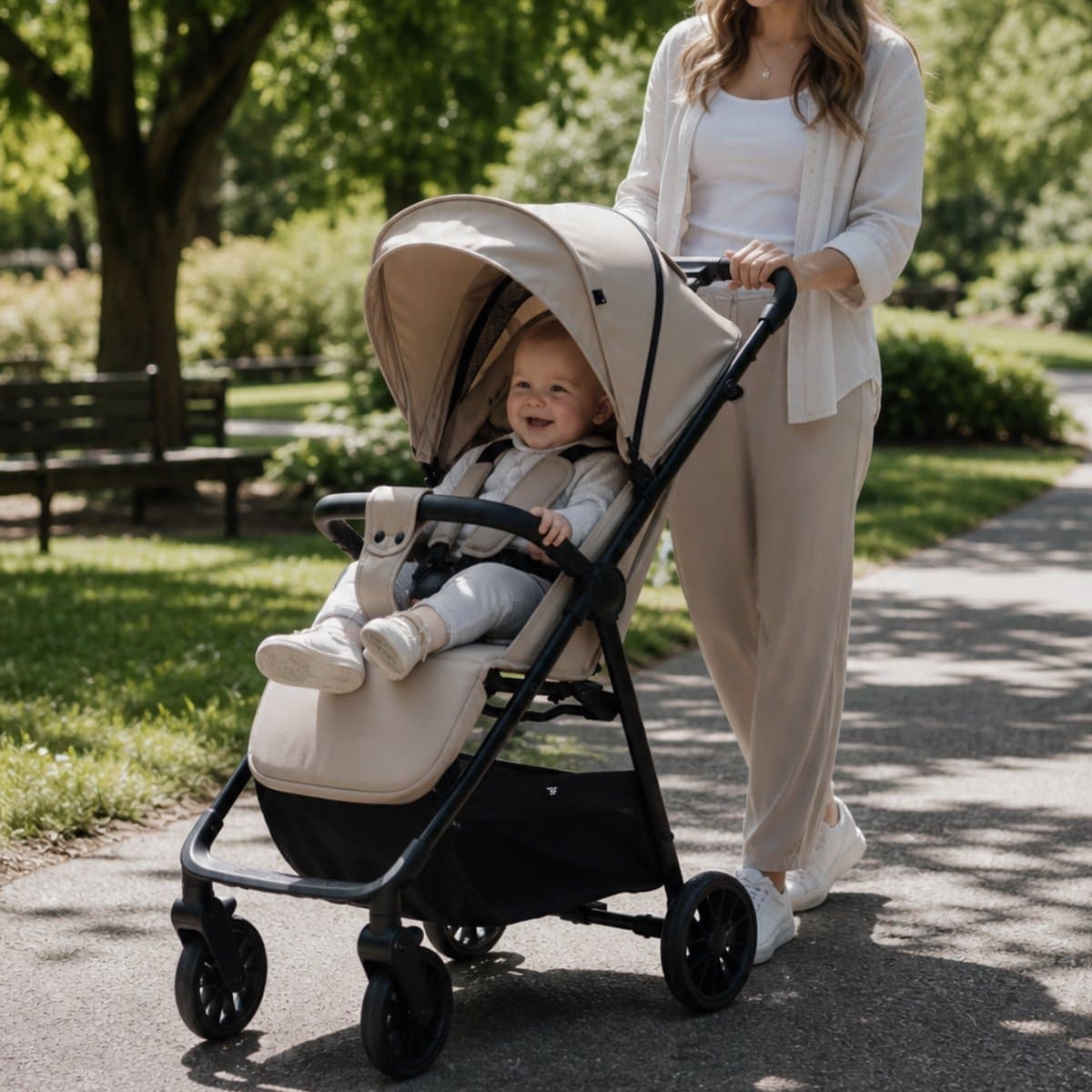 Bebies First Buggy MIO - Lichtgewicht Opvouwbare buggy- Verstelbare Rugleuning - Zwenkwielen, Zonnekap & Boodschappenmand - Geschikt vanaf Geboorte tot 22 kg - Zwart thumbnail 4