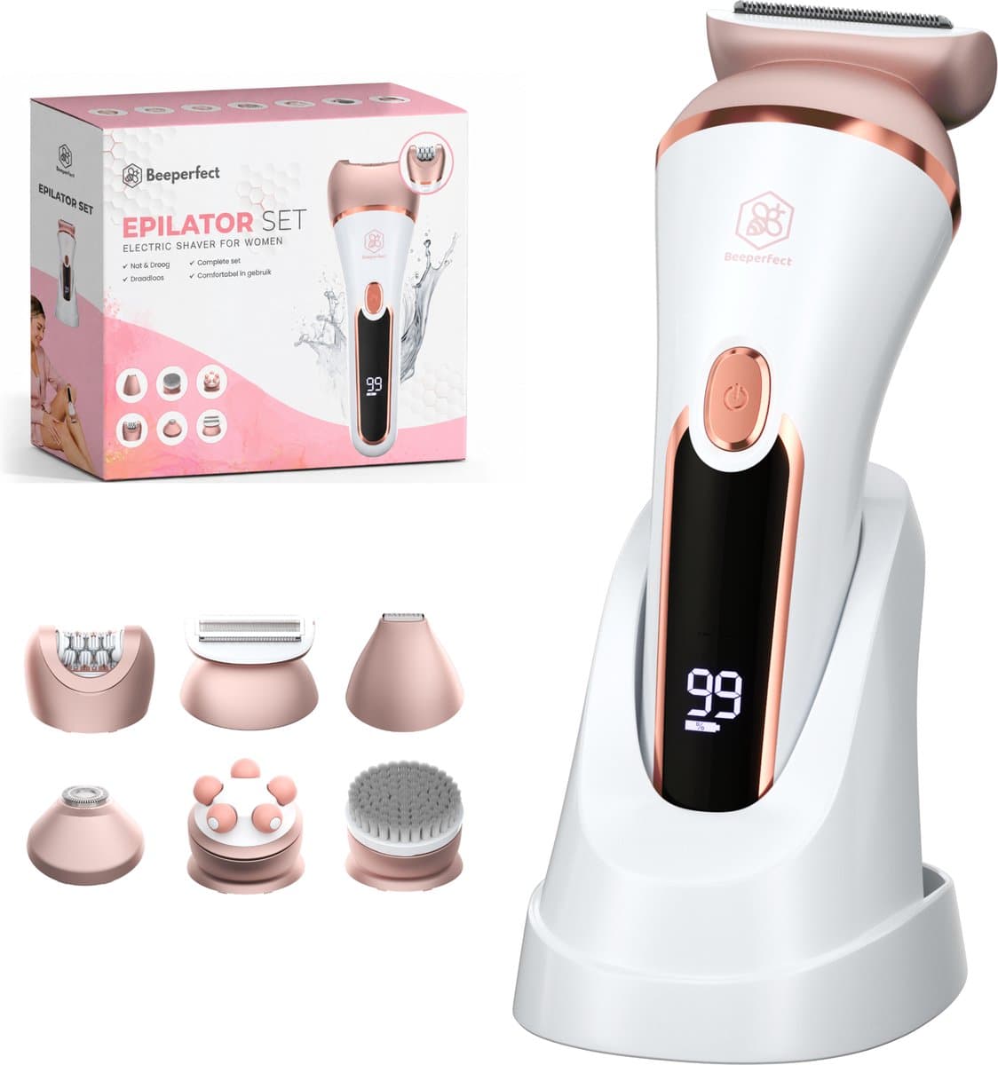 Beeperfect 6-in-1 Epilator – 7 opzetstukken, IPX7 waterdicht