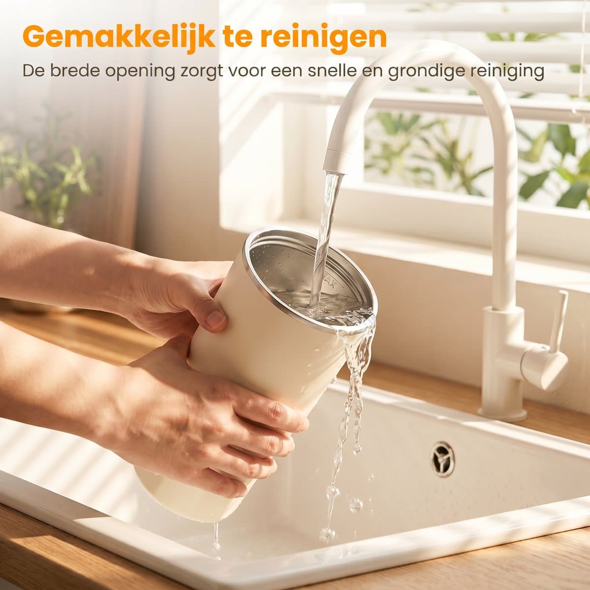 Thermosfles Flessenwarmer - 2-in-1 - BabyCare - Snelle Opwarming Moedermelk & Water - Pasteurisatie - 24U Constant Temperatuur - 400ml - 10400mAh - Beige thumbnail 4