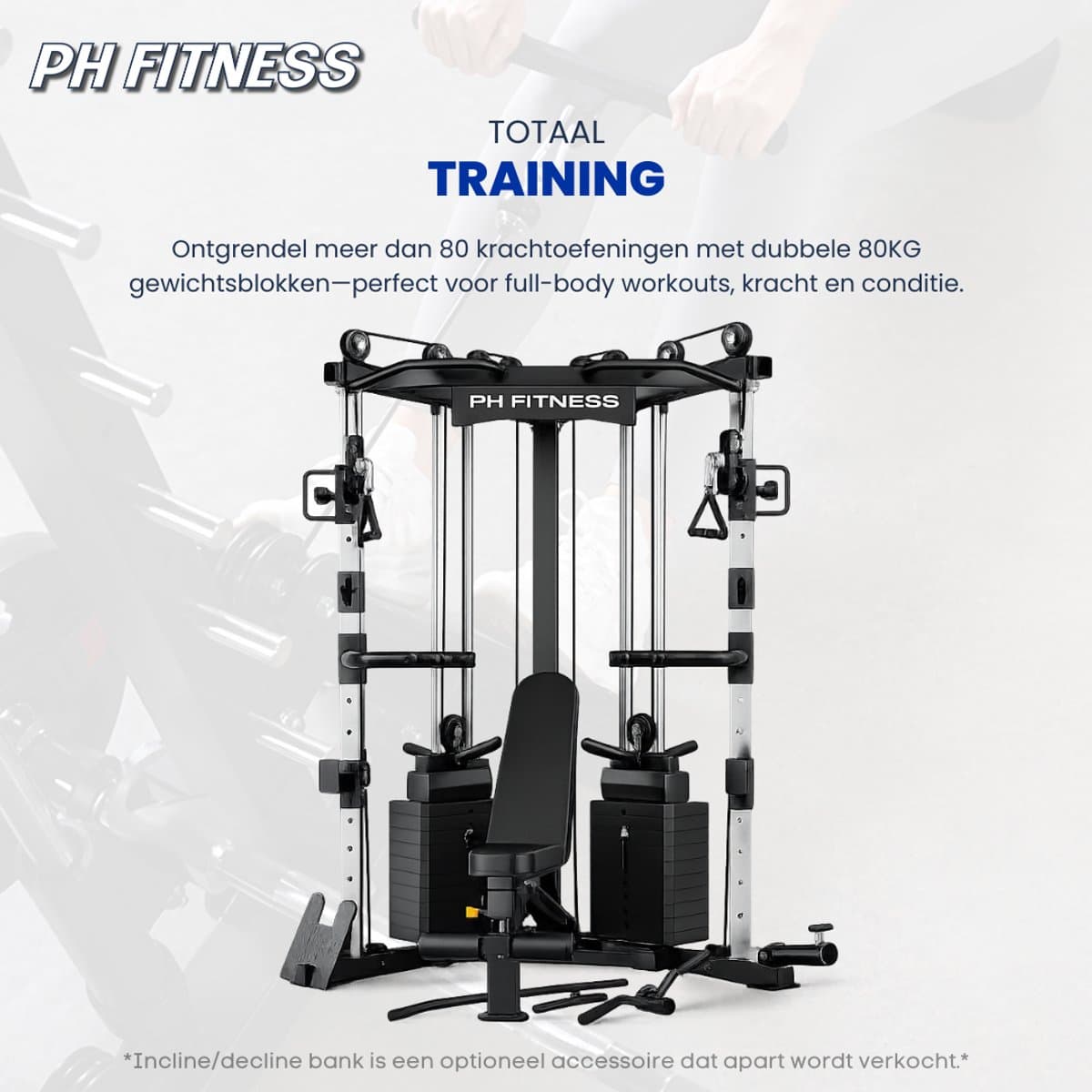PH Fitness V-Frame Cable Crossover – Dubbele Pulley Krachtstation – 160KG Gewichtstapels – Full Body Rack – Compact & Professioneel – Home Gym thumbnail 6