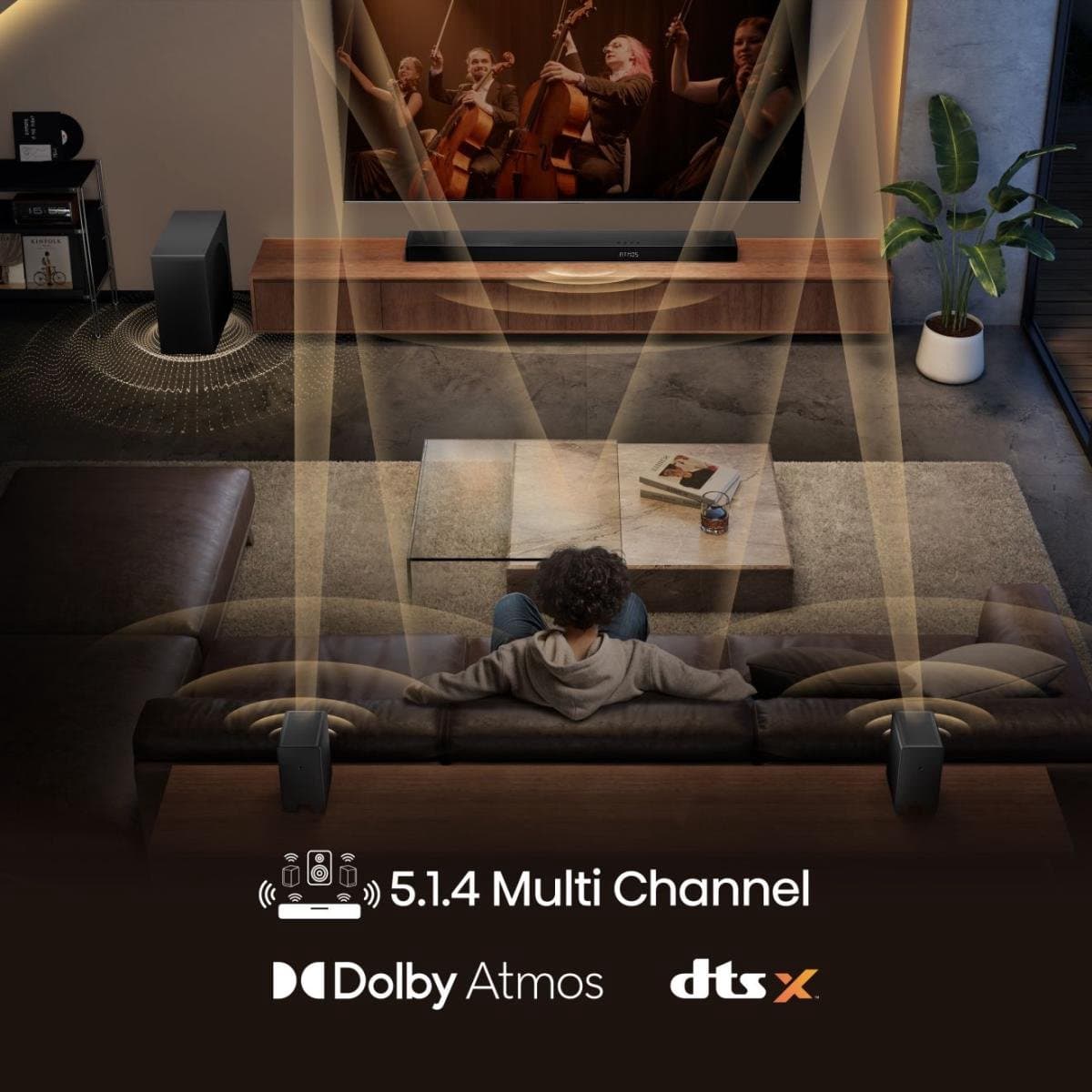 Hisense AX5140Q – Soundbar met draadloze subwoofer en draadloze surround speakers - 5.1.4 kanalen – 600W – Dolby Atmos thumbnail 6