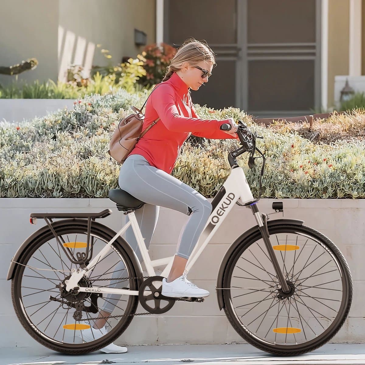 Qekud Elektrische Fiets - E-bike - 26 / 27.5 inch - 250W Motor -36V 13Ah Accu - 100km - 7 Versnellingen - met app - Wit thumbnail 5