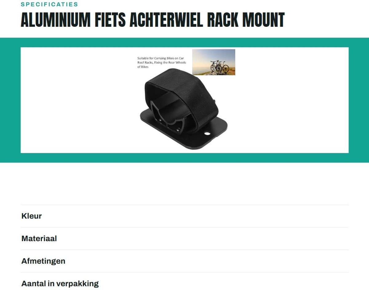 Dailygoods- Fiets Achterwielrek - Aluminiumlegering - Slijtvaste Beugel - Lichtgewicht - Auto Dakdrager - Sterk Draagvermogen - Fietsendrager thumbnail 4