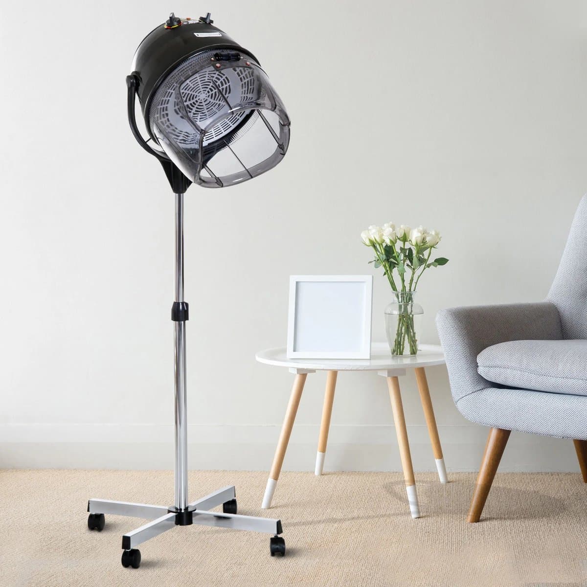 Solvix Föhn met Kap – Haardroger – Professionele Helmdroger – 1180W – Verstelbare Hoogte 115-165 cm – Timer 60 min – Tot 70°C – Met Wielen – Zwart thumbnail 4