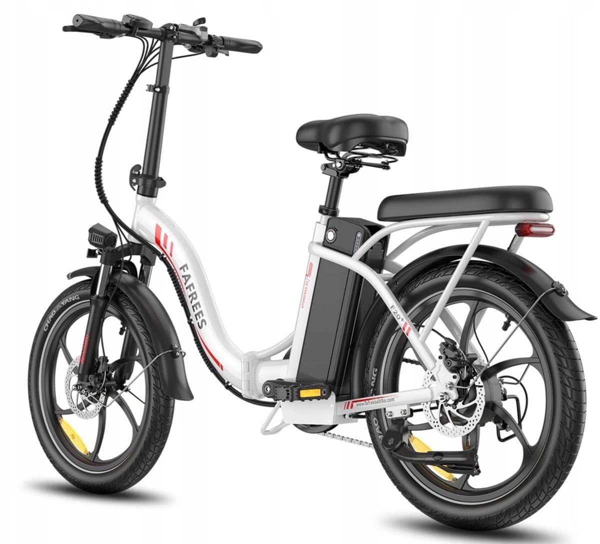 Fafrees F20+ Opvouwbare E-Bike Wit, 25km/h Max Snelheid, 20Ah Accu & 250W Motor, 90km Actieradius, 7 Versnellingen Shimano, 20x3.0 Robuuste Banden, 160mm Schijfremmen, Voorvering, LED Koplamp/Achterlicht thumbnail 6