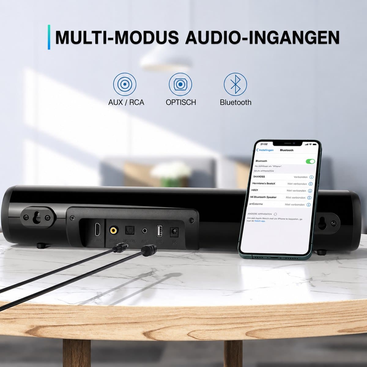 Mini soundbar - soundbar voor tv - computer-soundbar met Bluetooth 5.0 - bekabelde en draadloze pc-luidspreker - home-audiosysteem voor thuisbioscoop/gaming/projectoren thumbnail 6