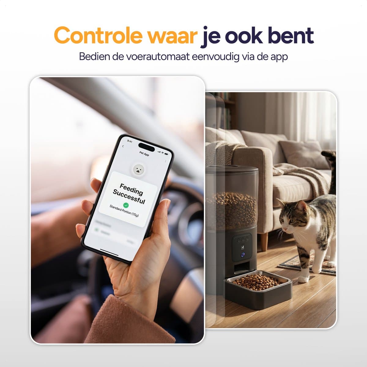 Viervoeter Feed Pro - Automatische Voerbak 6L - HD camera & Audio - Kat en Hond - Voerautomaat met App - Zwart thumbnail 7