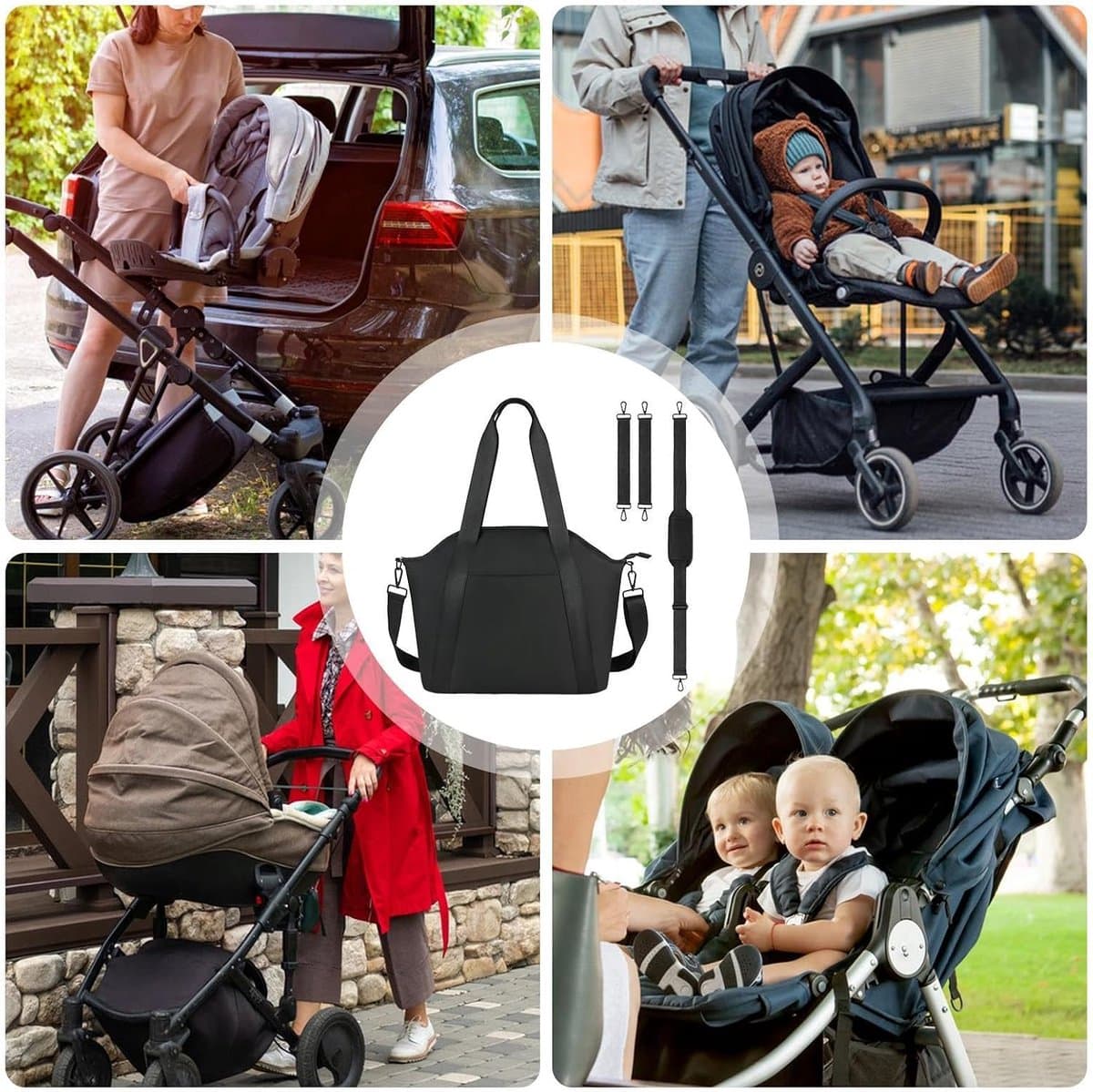Luiertas Tote - Waterdichte Opbergtas – Multifunctionele draagtas met schouderband - ruim voor kleding & reisbenodigdheden – Zwart thumbnail 4