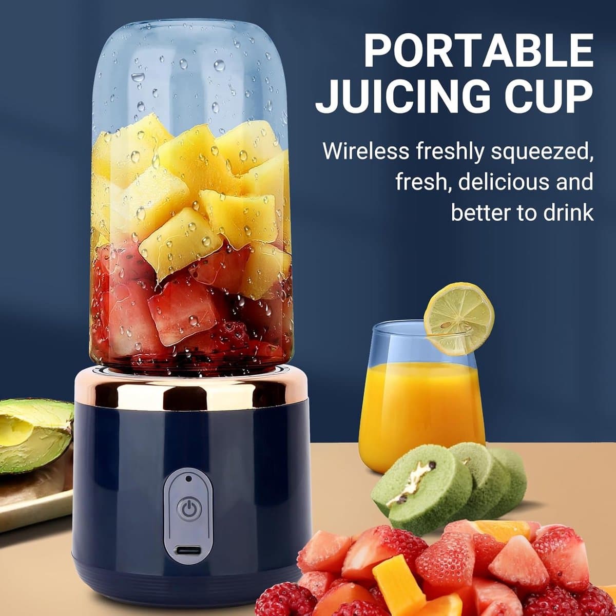 Nieuwe draagbare blender, 400 ml 6 messen sterke kracht mini elektrische sapcentrifuge cup, USB opladen One-key Start draadloze Automotive Travel Fruit Juicer voor shakes en smoothies thumbnail 2