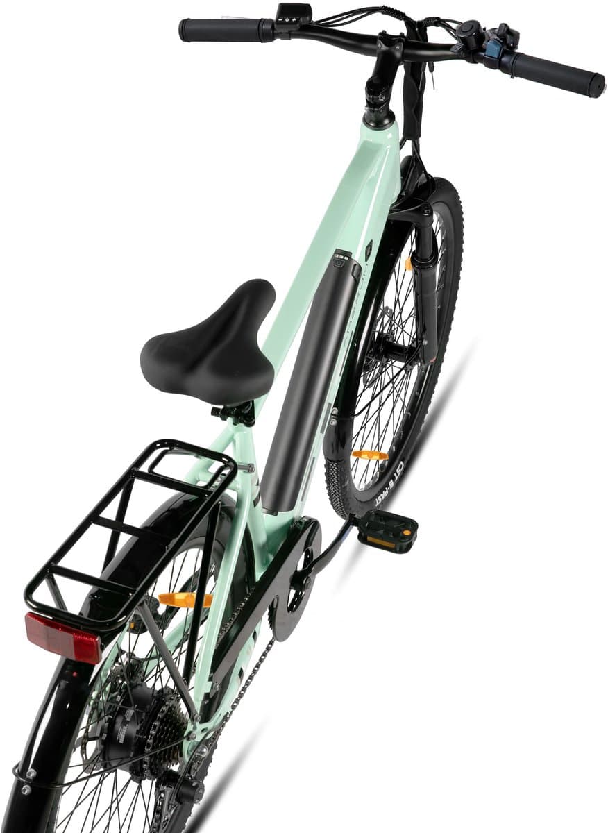 HILAND Rhythm elektrische stadsfiets - 26 inch - 250W motor - 60 km actieradius - 36V 10.4Ah accu - Shimano 7-versnellingen - Unisex - Groen thumbnail 2