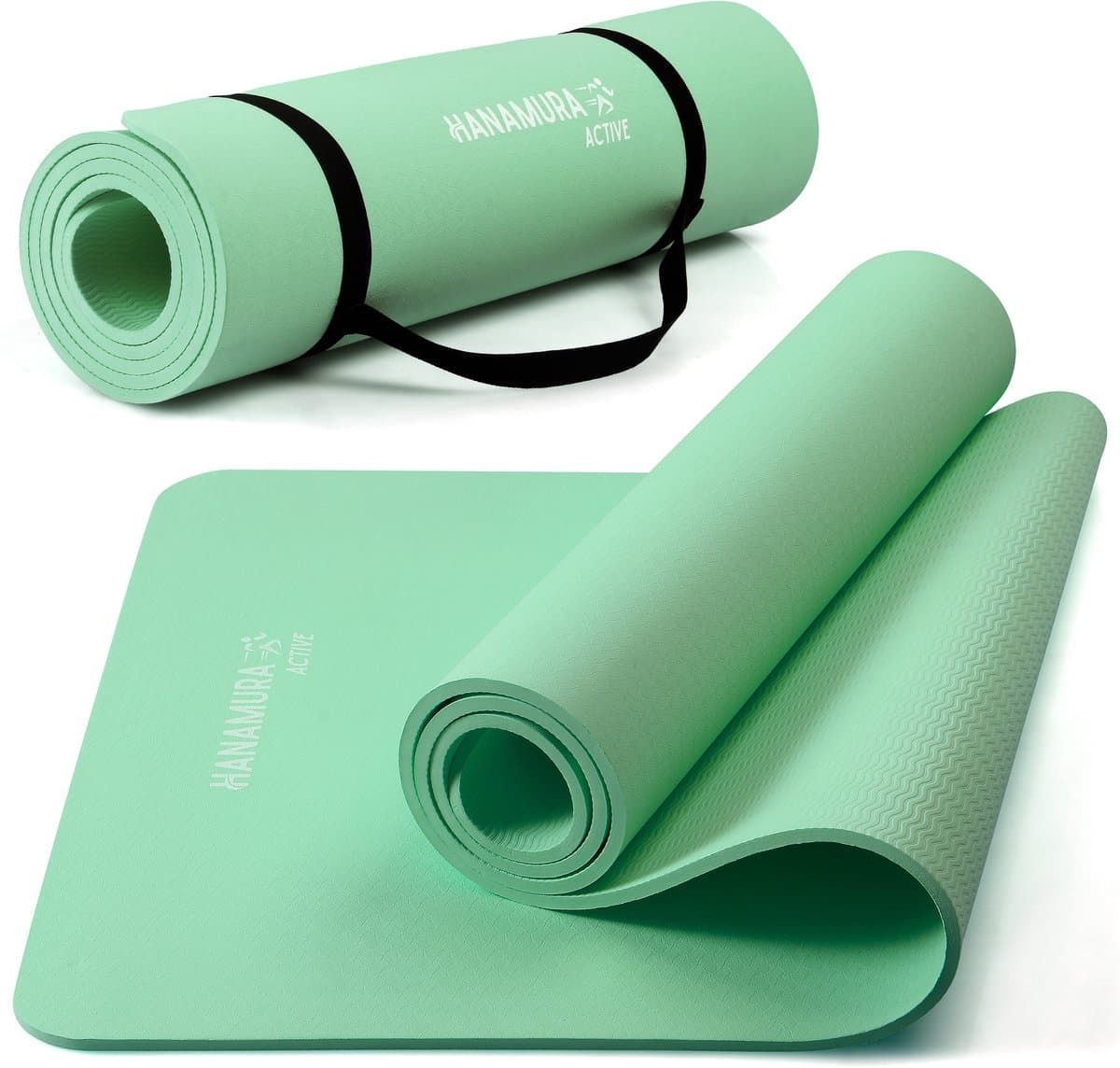 Hanamura Active Yoga Mat - Inclusief draagbare Opbergtas & strap - Fitnessmat van TPE Materiaal - Milieuvriendelijke Fitness Mat - 183x61 - Pilates Mat van 8 mm dik - Mintgroen thumbnail 8