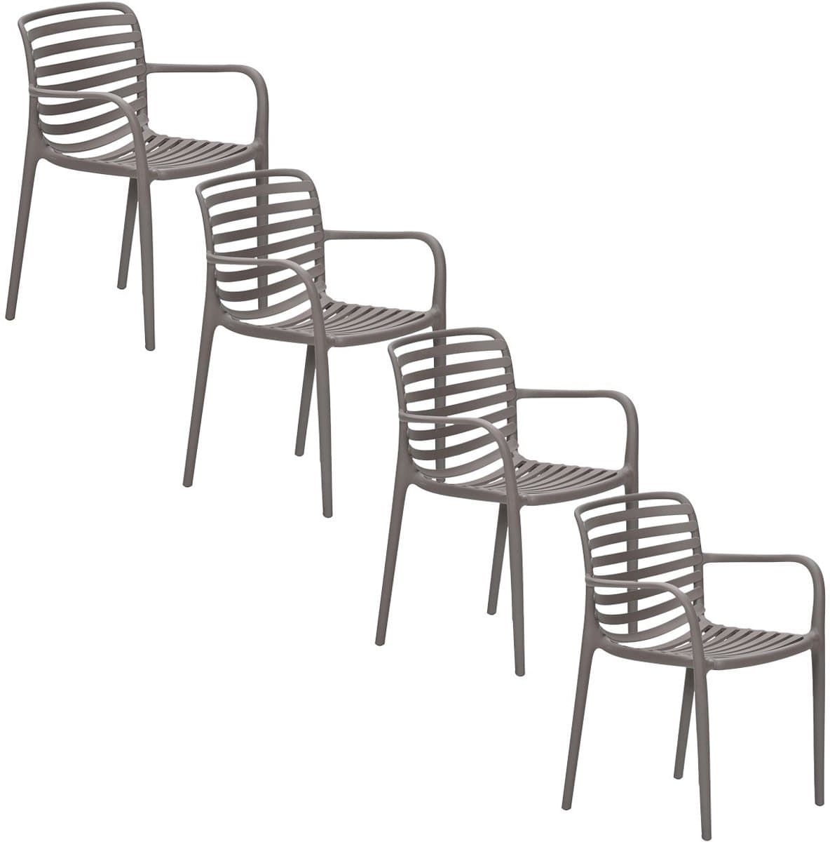 Garden Impressions Mees tuinstoel taupe - 4 stuks