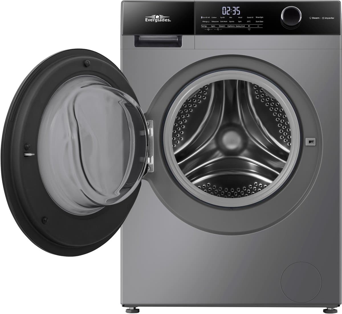 Everglades EVWM91422AG - Wasmachine 9KG - Titanium Gray - Energieklasse A-20% - Stoomfunctie - 15 Programma's - 5 Jaar Garantie thumbnail 5