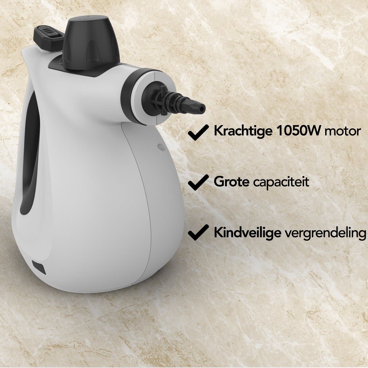 Stoomreiniger - Handstoomreiniger - Vlekkenreiniger - Vloer, Badkamer, Keuken - Tapijtreiniger - 1200W - Infinity Goods thumbnail 2