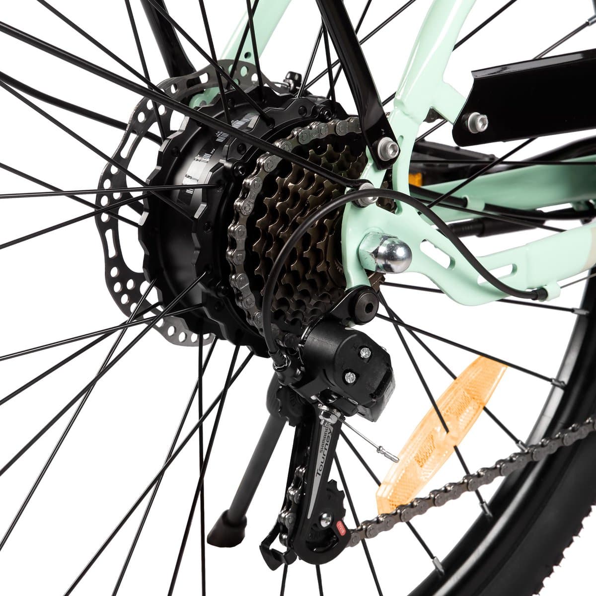 HILAND Rhythm elektrische stadsfiets - 26 inch - 250W motor - 50km actieradius - 36V 7.8Ah accu - Shimano 7-versnellingen - Unisex - Groen thumbnail 7