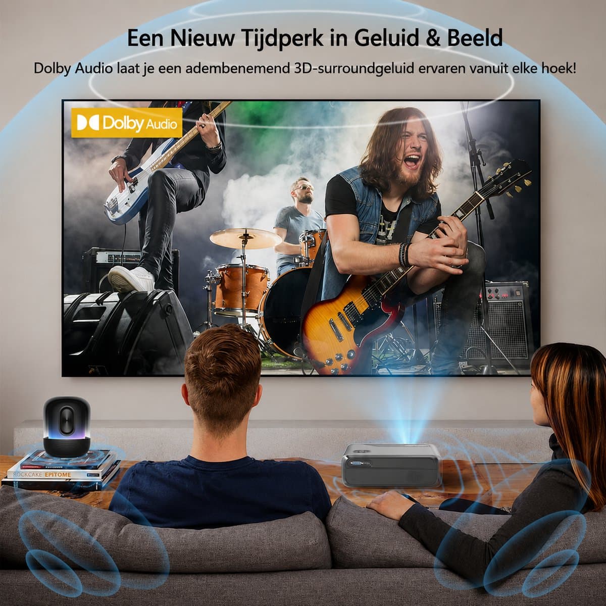Lumistar® A8 Google TV Beamer - Officiële Google TV licentie - Ingebouwde Chromecast - Full-HD Beamer - Thuisbioscoop met 1500 ANSI - HDR + Dolby DTS Audio - WiFi & Bluetooth - Mini Beamer - Projector thumbnail 4