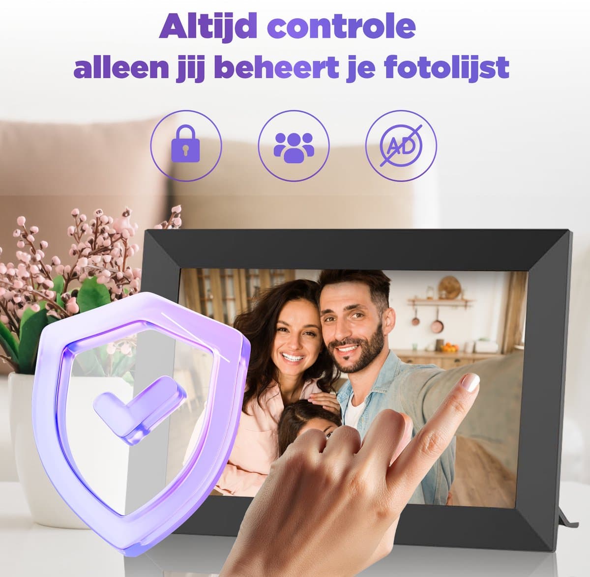 Digitale Fotolijst met WiFi en UHALE App – Eenvoudig in Gebruik voor Ouderen – Direct Foto’s Ontvangen via WiFi – Cadeau voor Ouders & Grootouders thumbnail 5