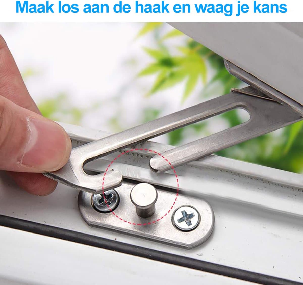 2-delige UPVC raambegrenzer - roestvrij staal 304 - met schroeven - voor links- en rechtsdraaiende ramen thumbnail 2
