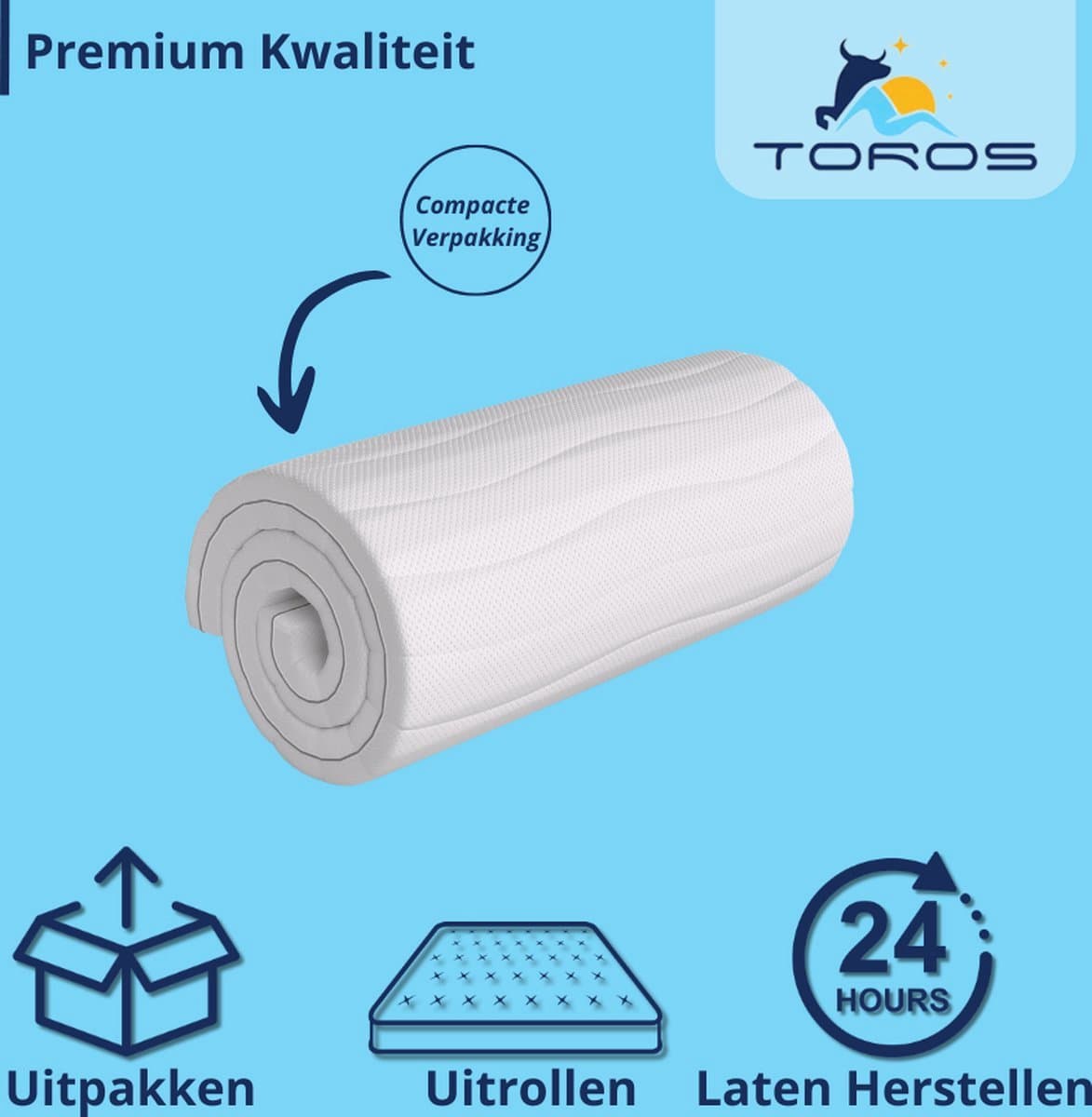 Deluxe Topper Koudschuim 140x200 - Hybride 20cm dik - Bamboo Tijk - Stevig thumbnail 4