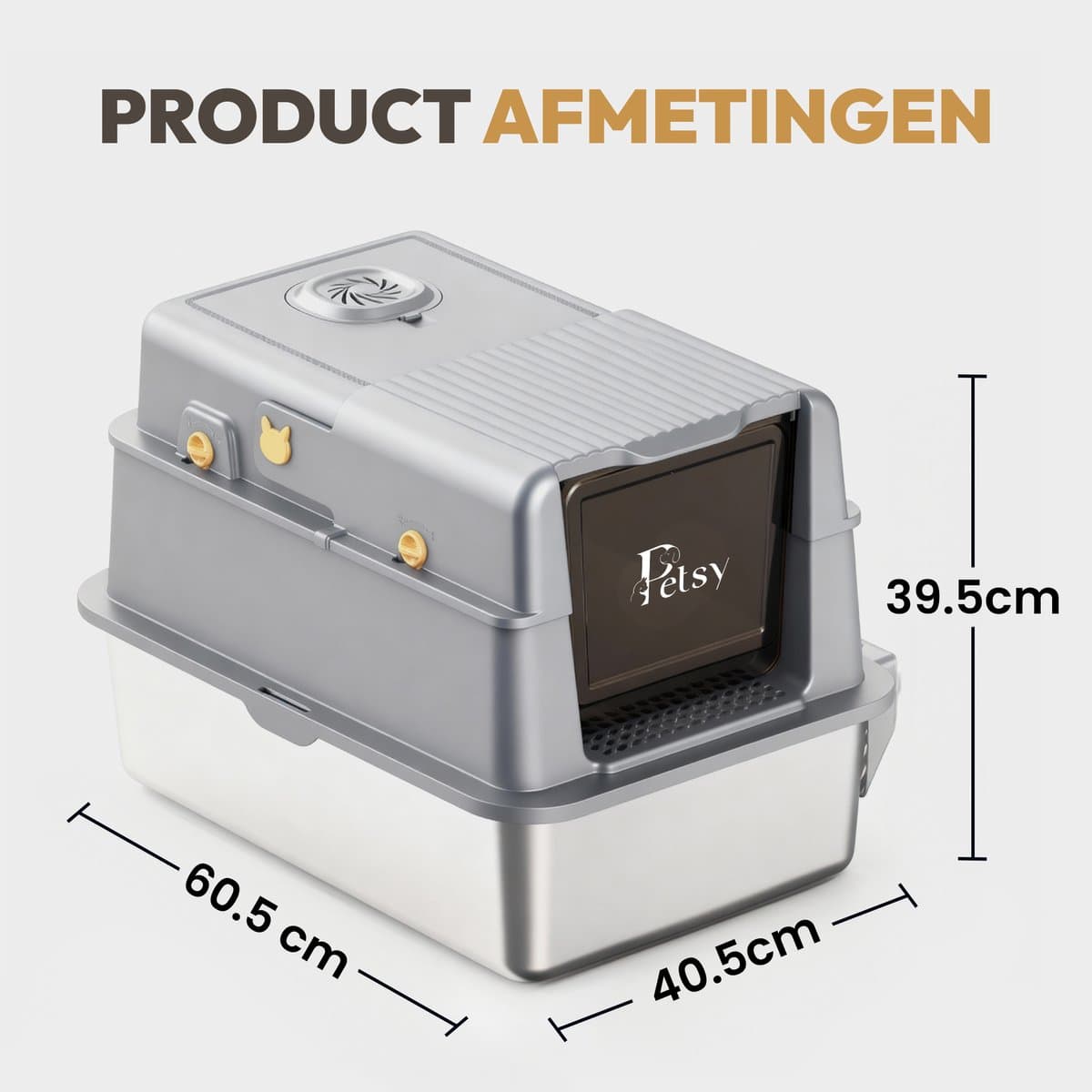 Petsy® - Premium Kattenbak RVS Pro - XXL - Incl. Geurneutralisator - Incl. Kattenbaks… thumbnail 7