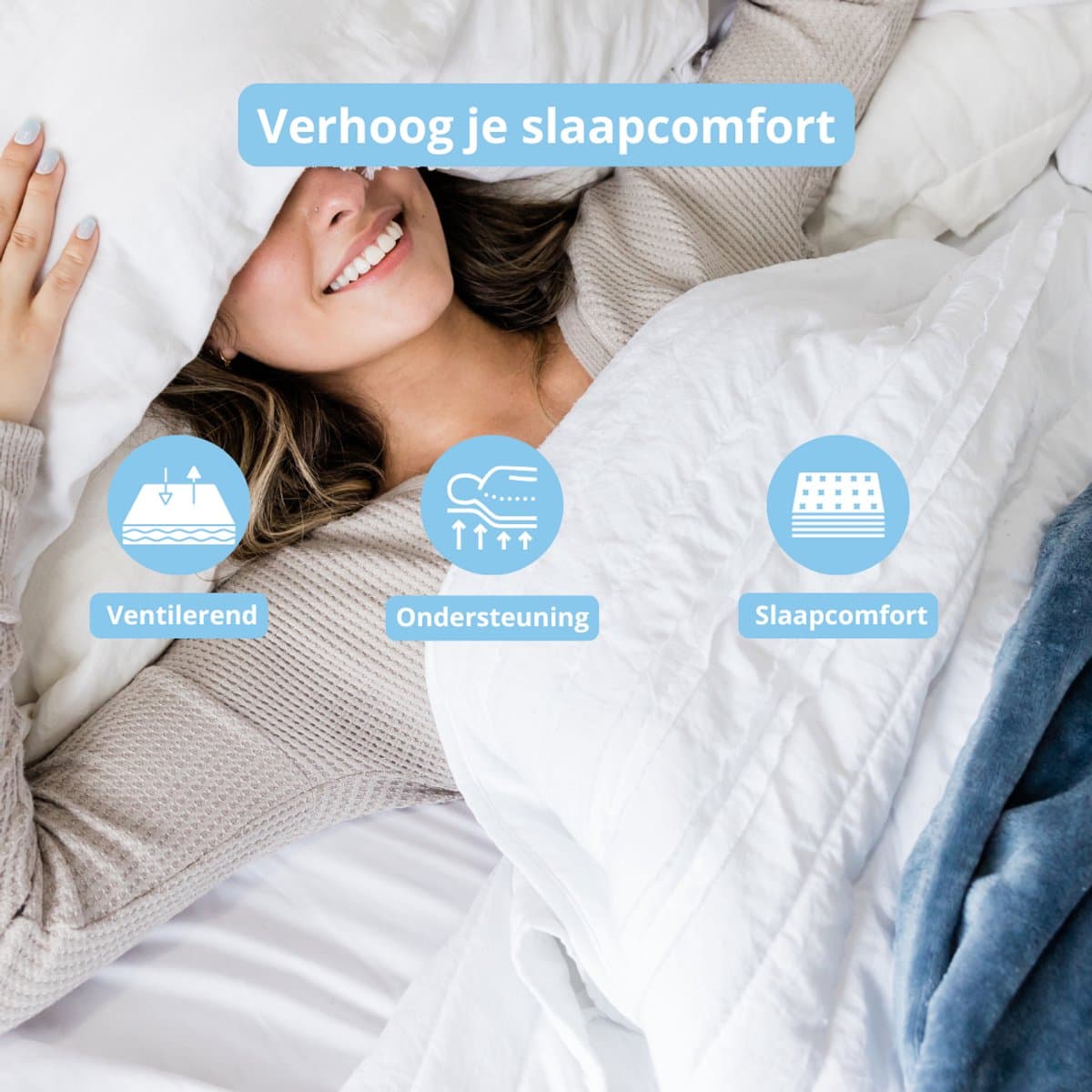Maan matras® - Topper 160x200 - Topmatras - Topdekmatras - 8cm dik - HR Koudschuim - Afritsbaar en wasbaar - Medium Hardheid - Matrastopper - Topper Hotel XL thumbnail 6