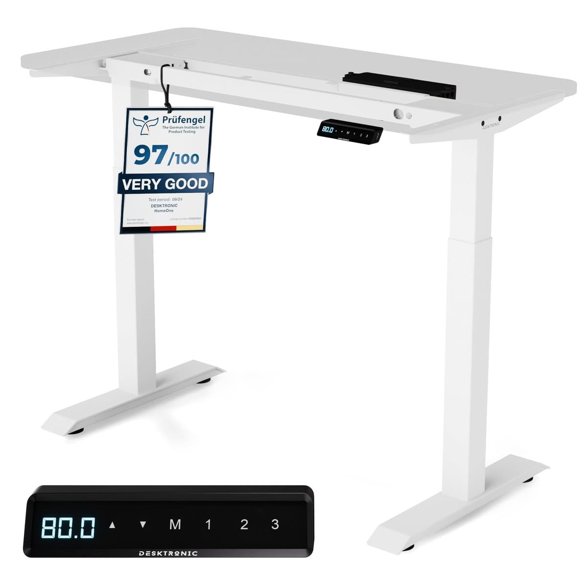 Desktronic HomeOne Zit-sta Bureau Elektrisch In Hoogte Verstelbaar Frame Wit Voor 120x60-180x80cm Bureaublad