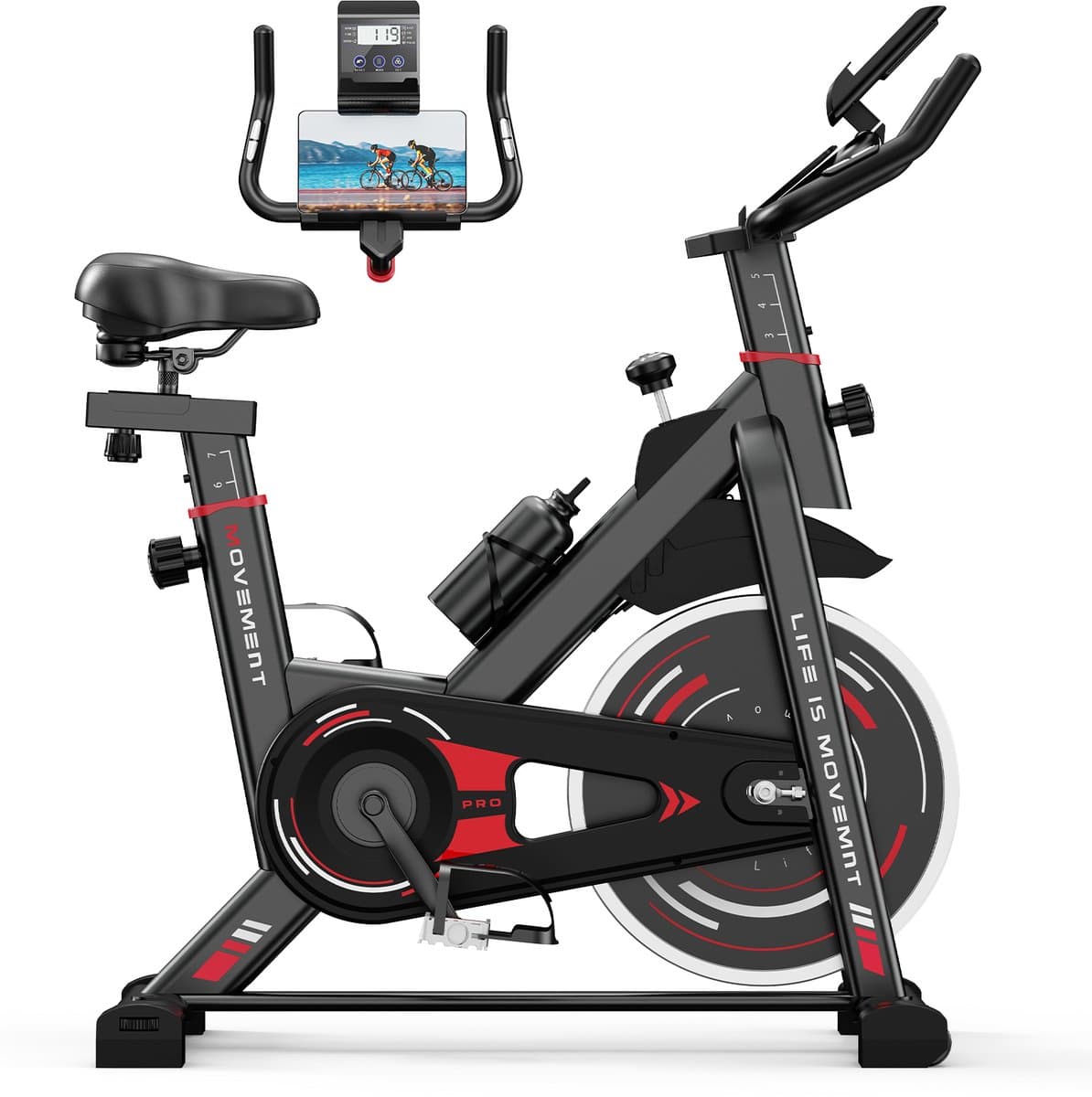 Hometrainers - Fitnessfiets voor binnenshuis met vliegwiel van 10 kg - LCD-scherm - Verstelbare stoel en armleuningen - Draagvermogen 120 kg