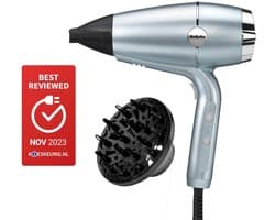 Productfoto van BaByliss Hydro-Fusion 2100 föhn D773DE met plasma-ionen en diffuser